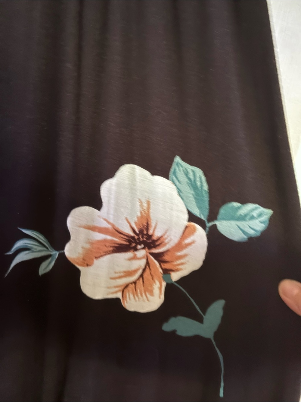 Loveappella Black Maxi Dress with Peach Floral Print - Picture 2 of 3